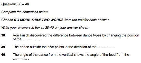 IELTS reading Sentence completion